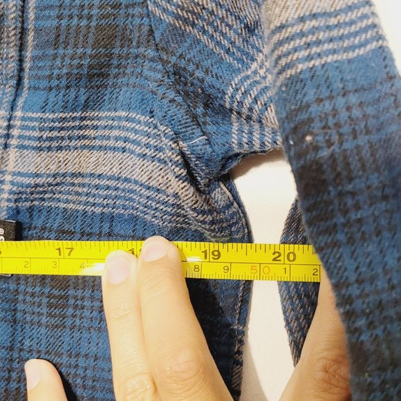 Vans Flannel Shirt Plaid Gray Blue Long Sleeve Button Oversized Cotton Blend L - Picture 11 of 12